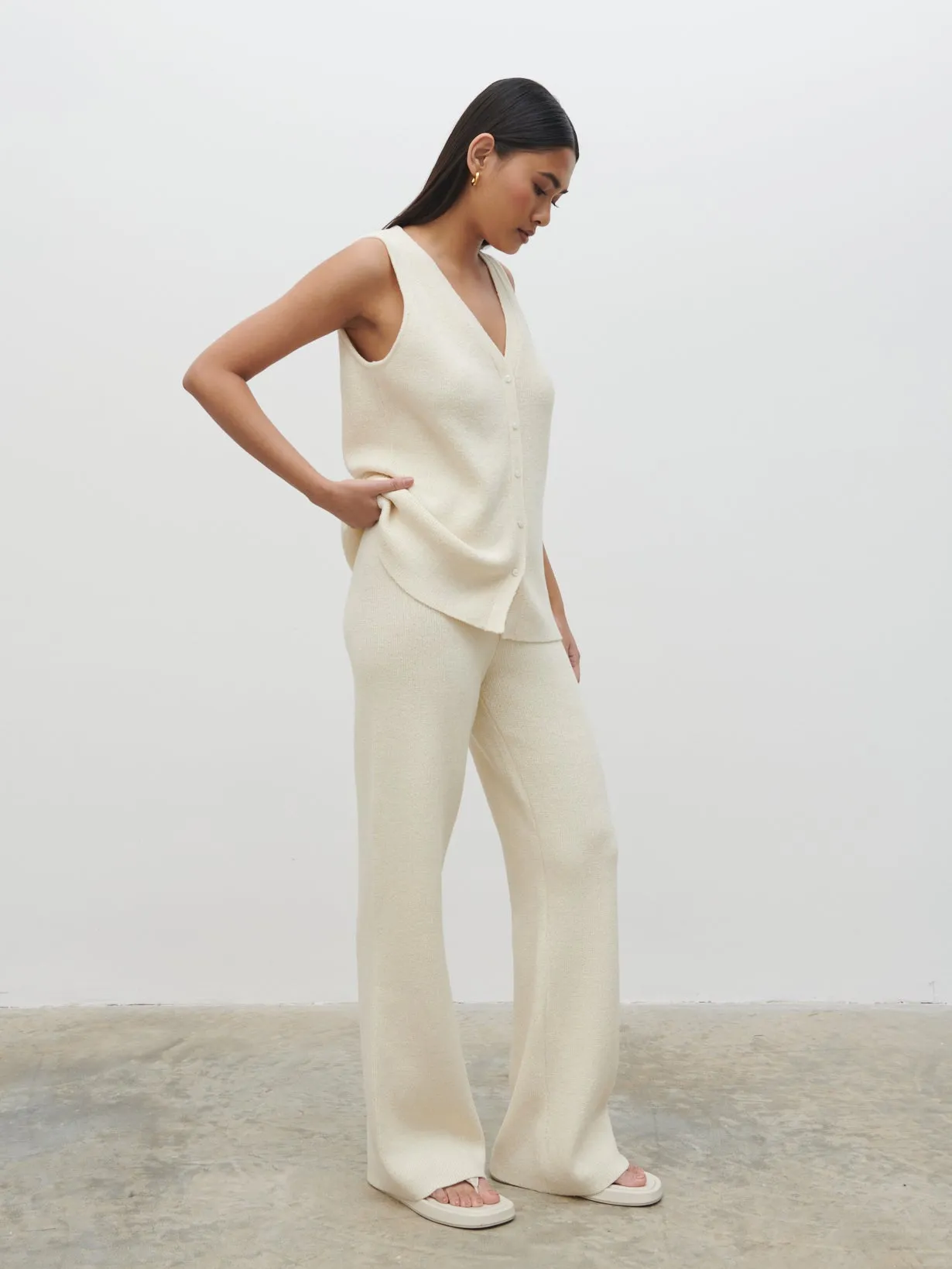 Kourtney Knit Trousers - Cream