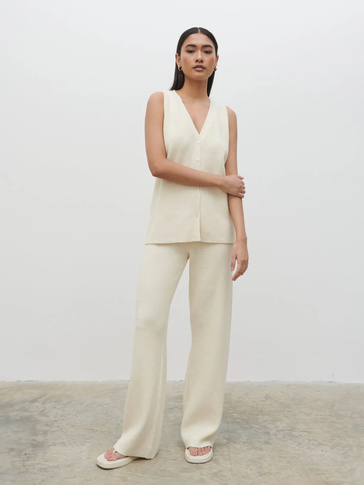 Kourtney Knit Trousers - Cream