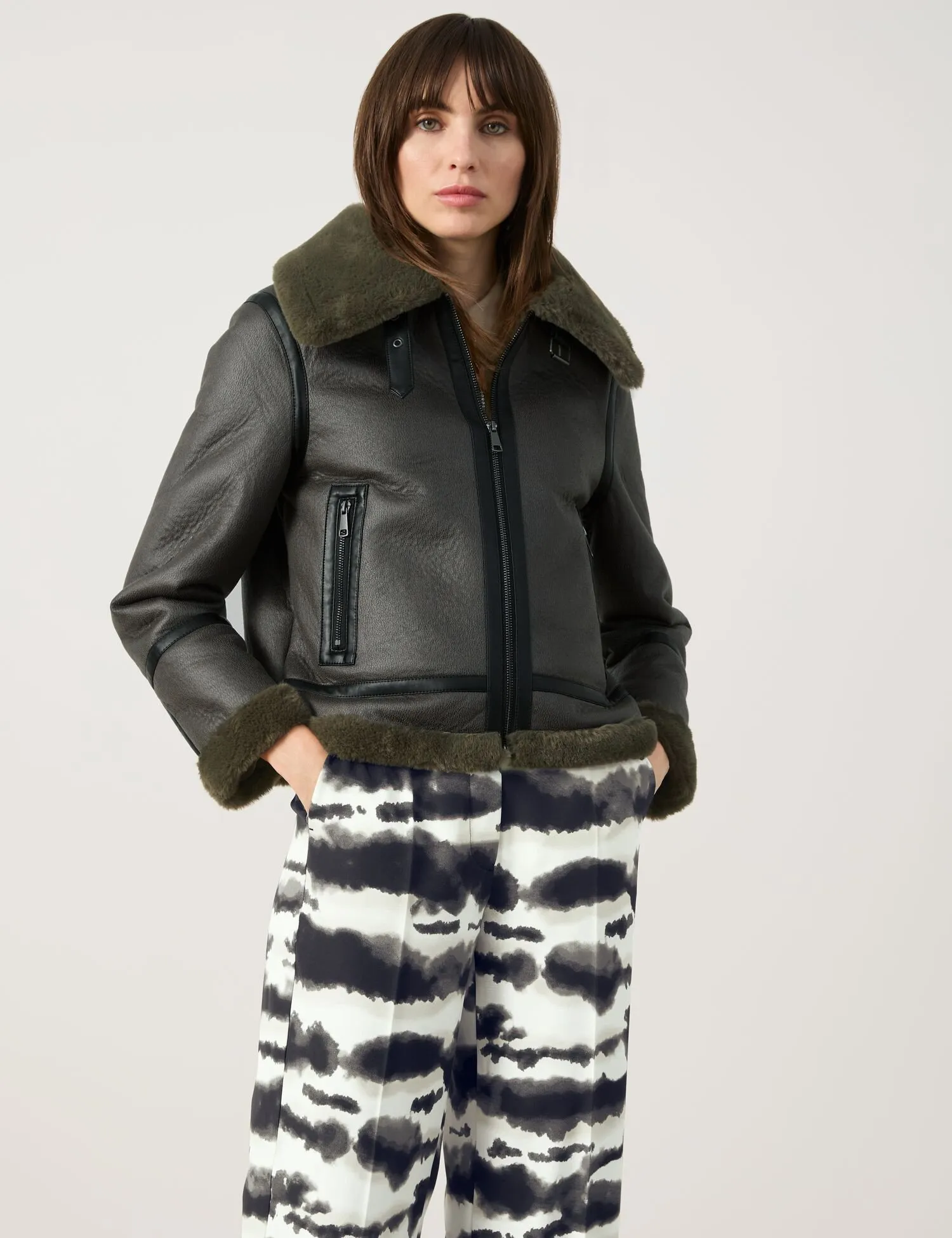 Lambskin jacket made of faux fur