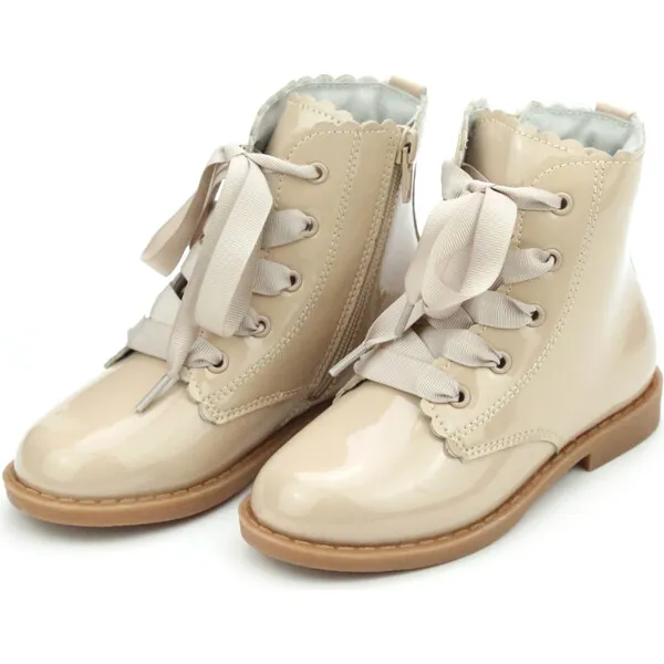 L'Amour Josephine Scallop Boot, Patent Taupe