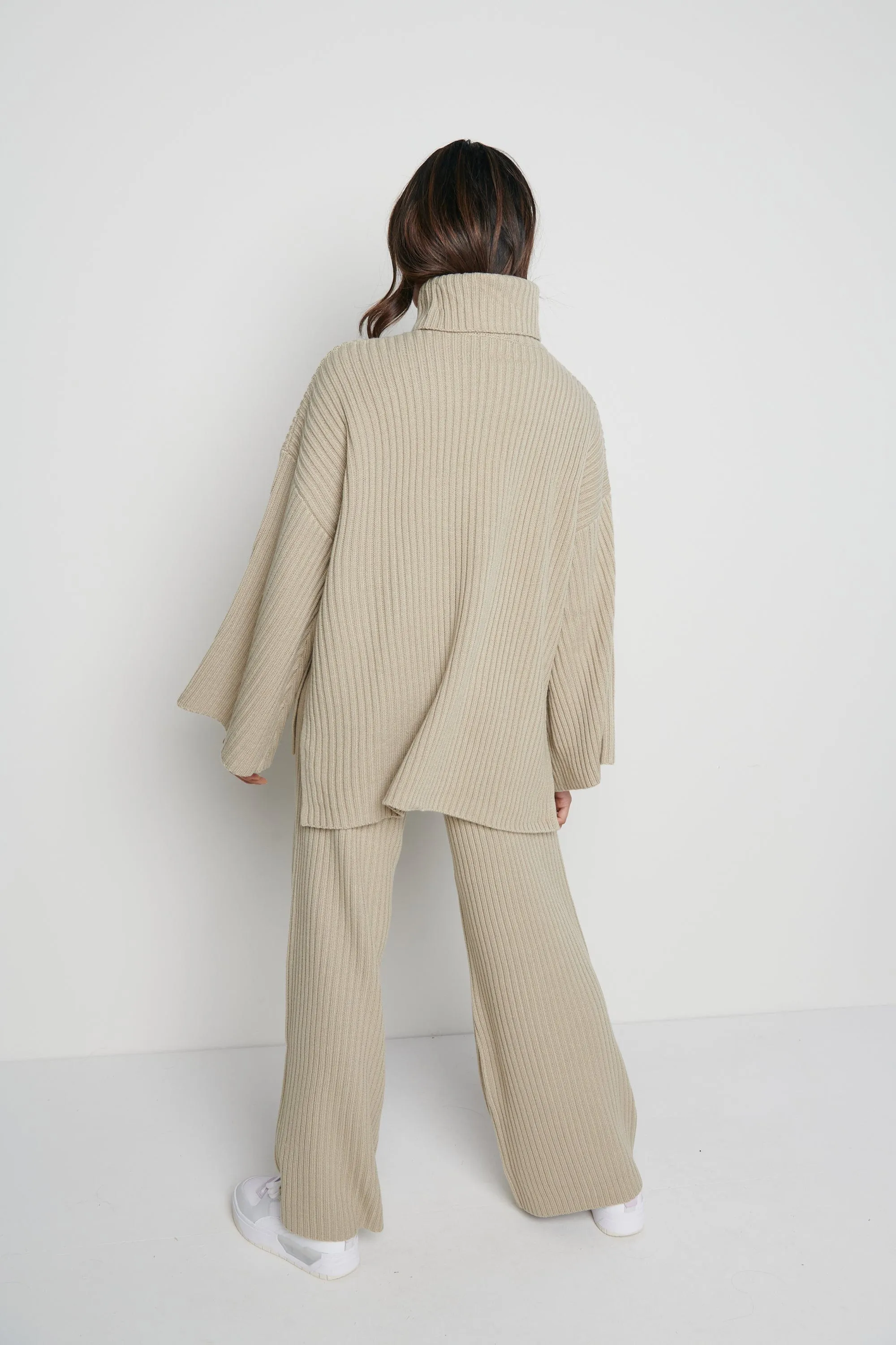 Lina Ribbed Trousers- Stone