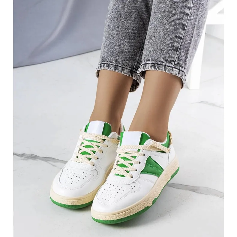 Marcella green women's sneakers white