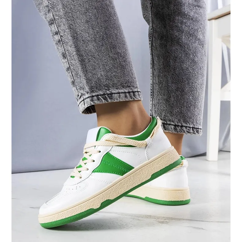 Marcella green women's sneakers white