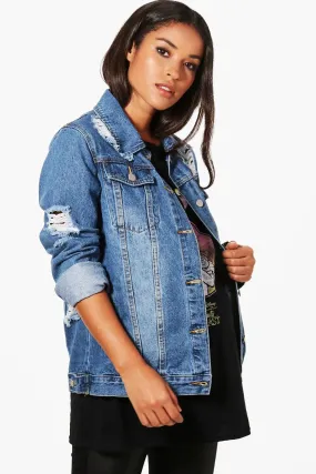 Maternity Emily Extreme Ripped Denim Jacket