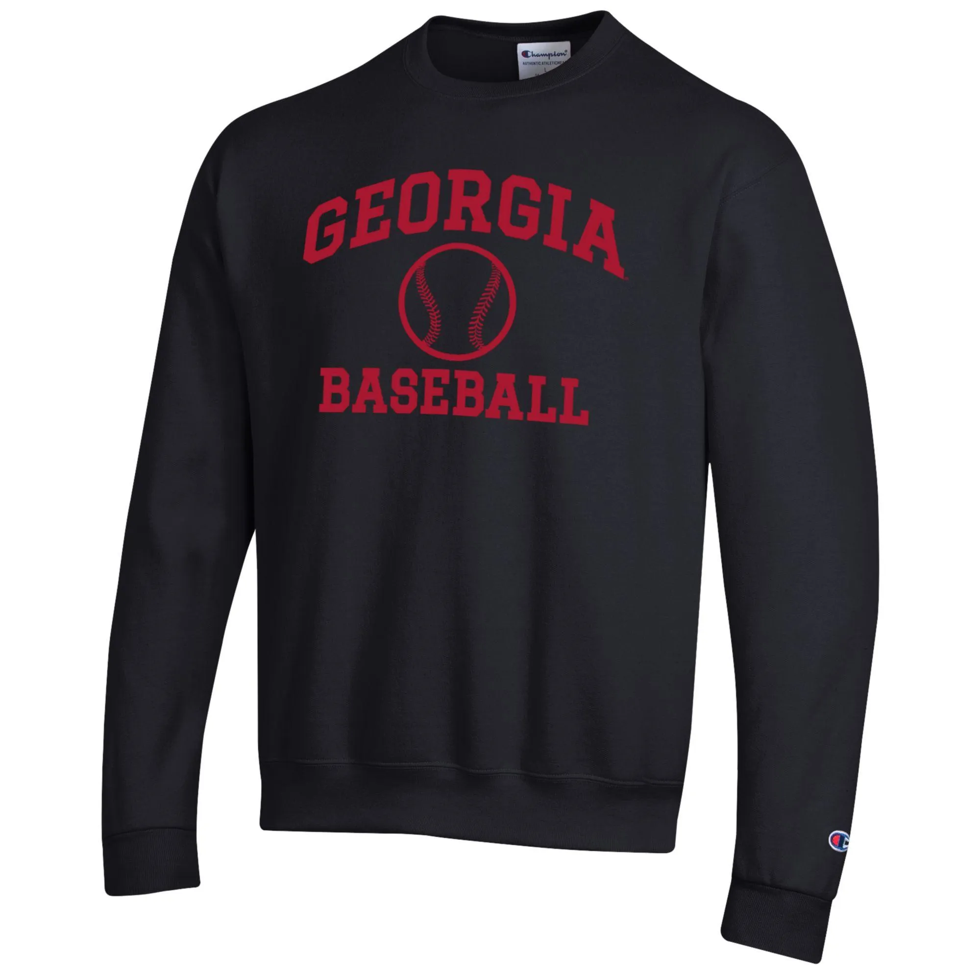 Men's Champion Black Georgia Bulldogs Icon Baseball Powerblend Pullover Sweatshirt