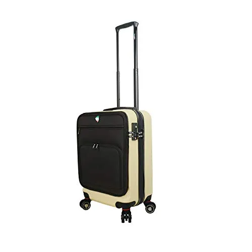 Mia Toro Italy Lumina Hardside Spinner Luggage Carry-on, Cream