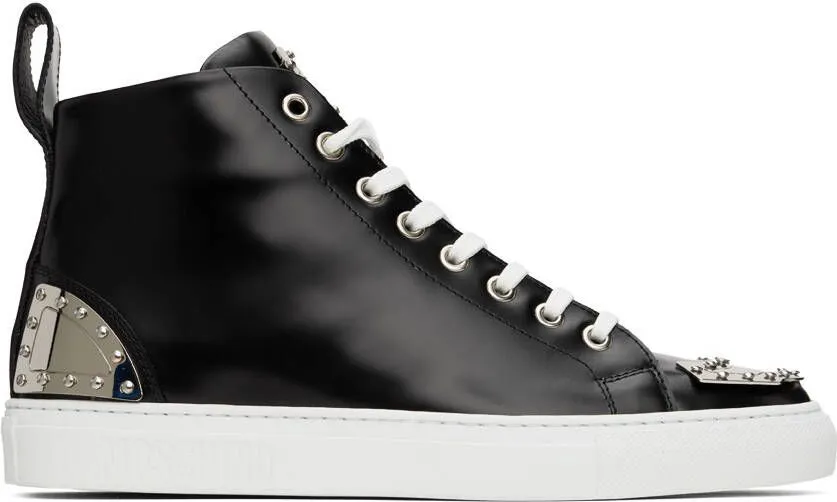 Moschino Black Metal Plaque Sneakers