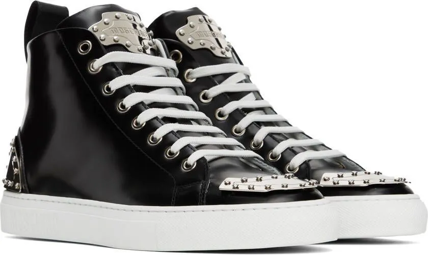 Moschino Black Metal Plaque Sneakers