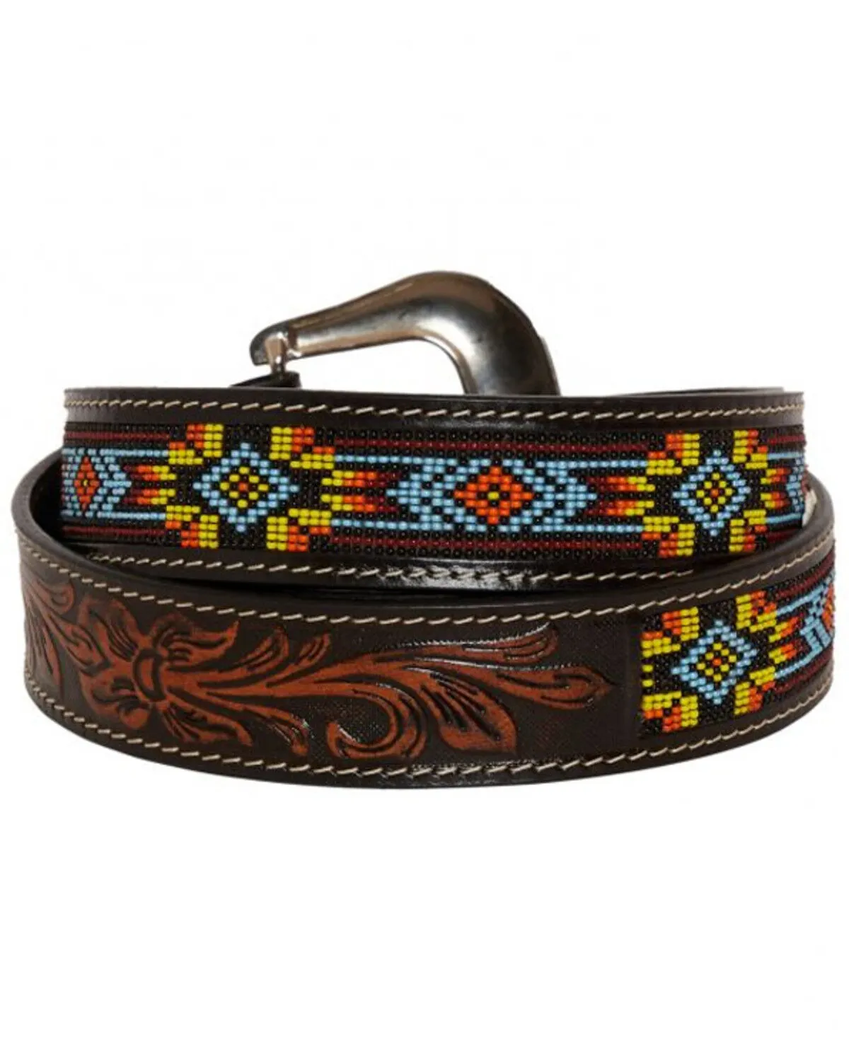 Myra Bag Women's Polychrome Southwestern Hand-Tooled Leather Belt