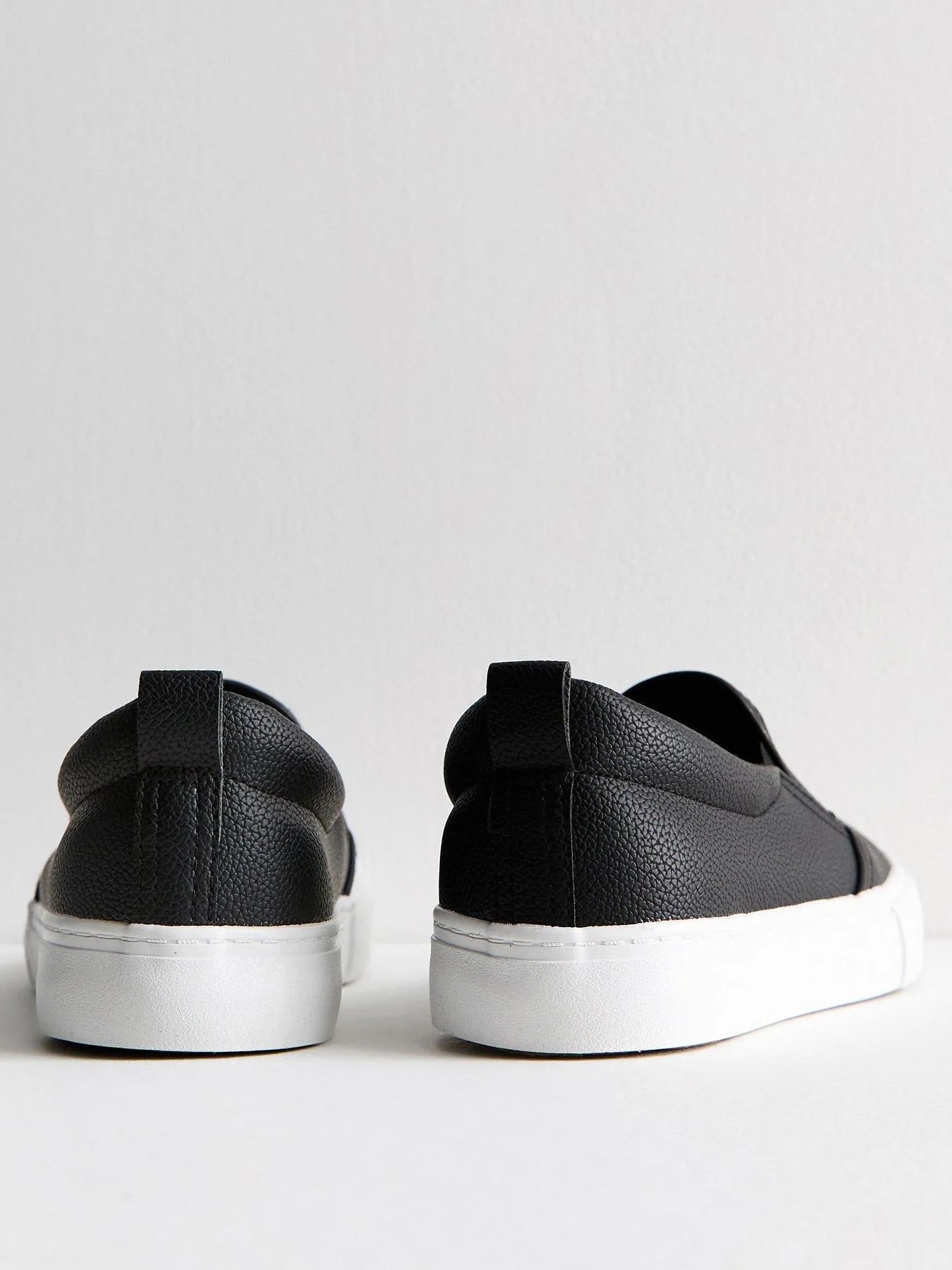 New Look Wide Fit Leather-look Slip On Plimsole Trainers