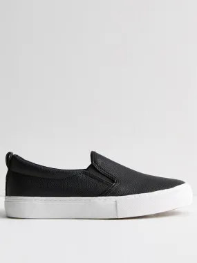 New Look Wide Fit Leather-look Slip On Plimsole Trainers