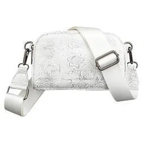 Nocona Ladies White Floral Embossed Ava Belt Bag