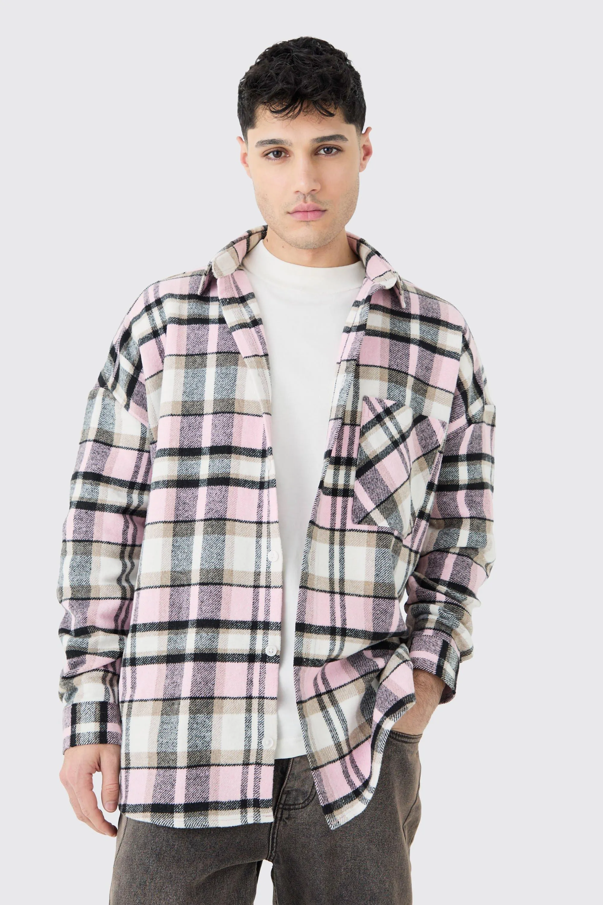 Oversized Heavy Weight Flannel Shirt Jacket