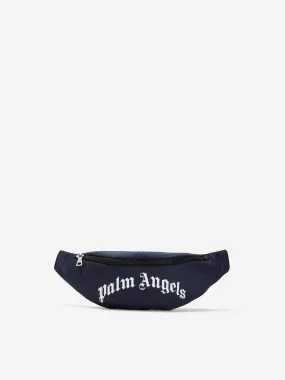 Palm Angels Kids Curved Logo Belt Bag in Navy