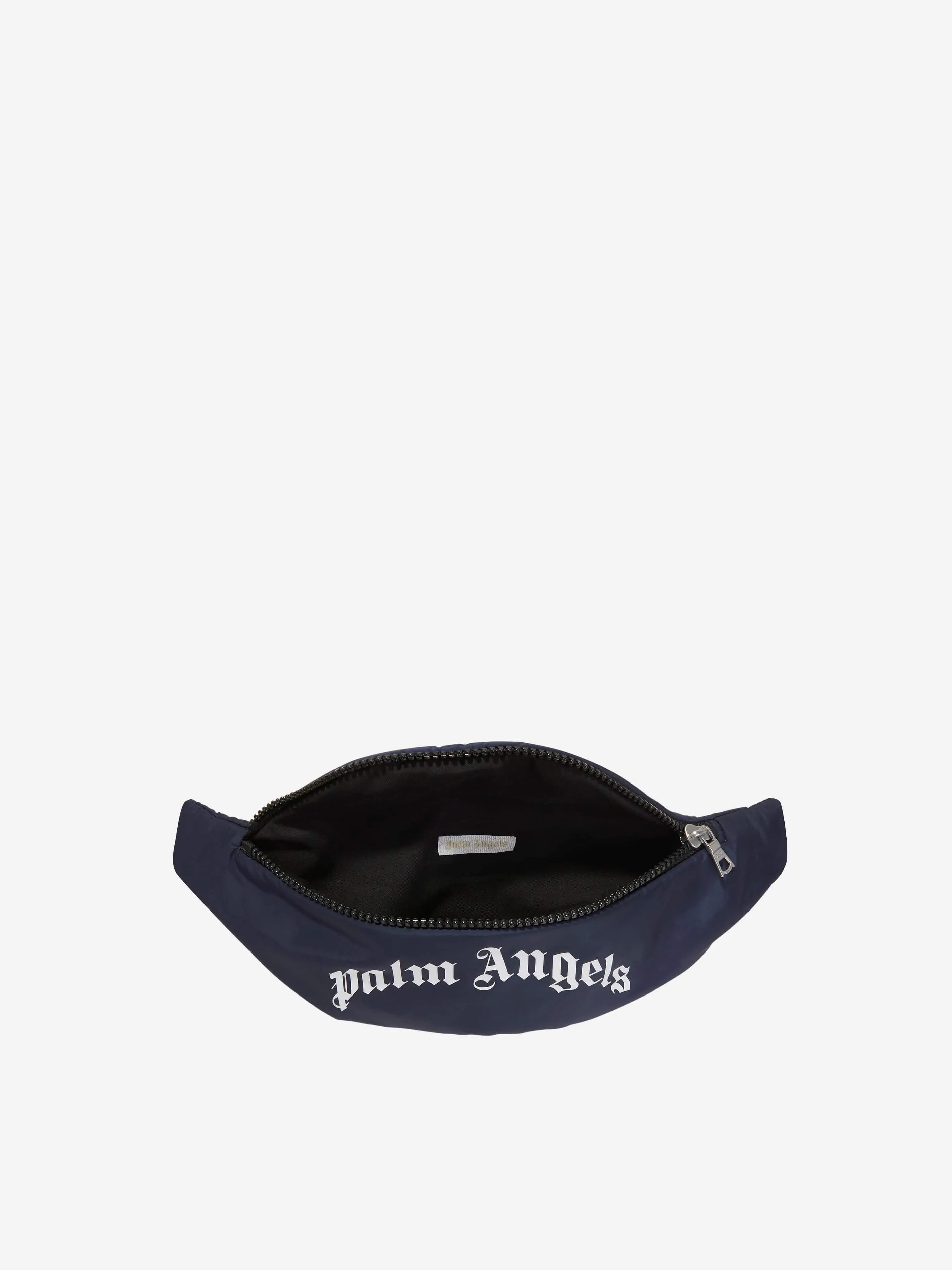 Palm Angels Kids Curved Logo Belt Bag in Navy