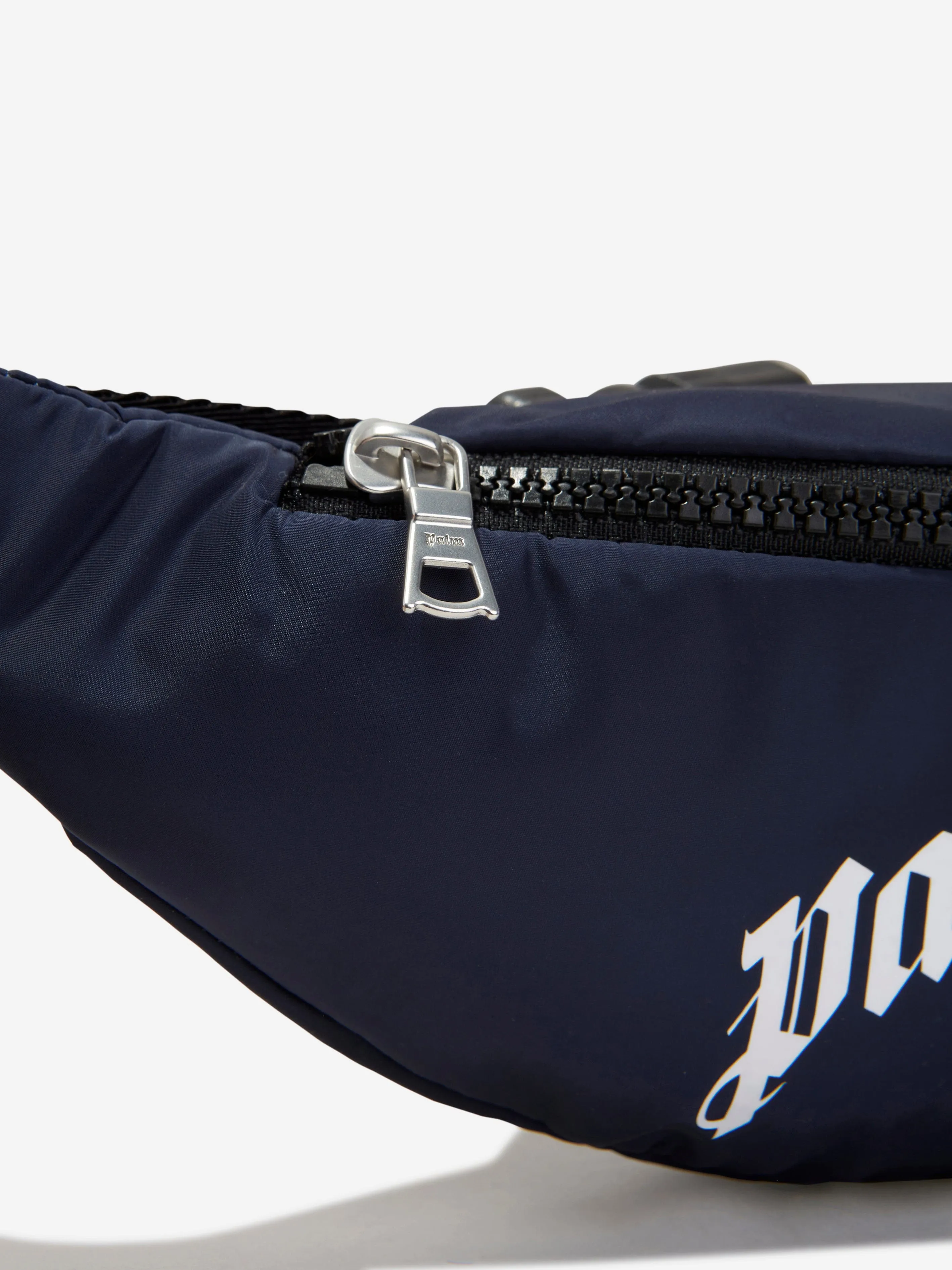 Palm Angels Kids Curved Logo Belt Bag in Navy