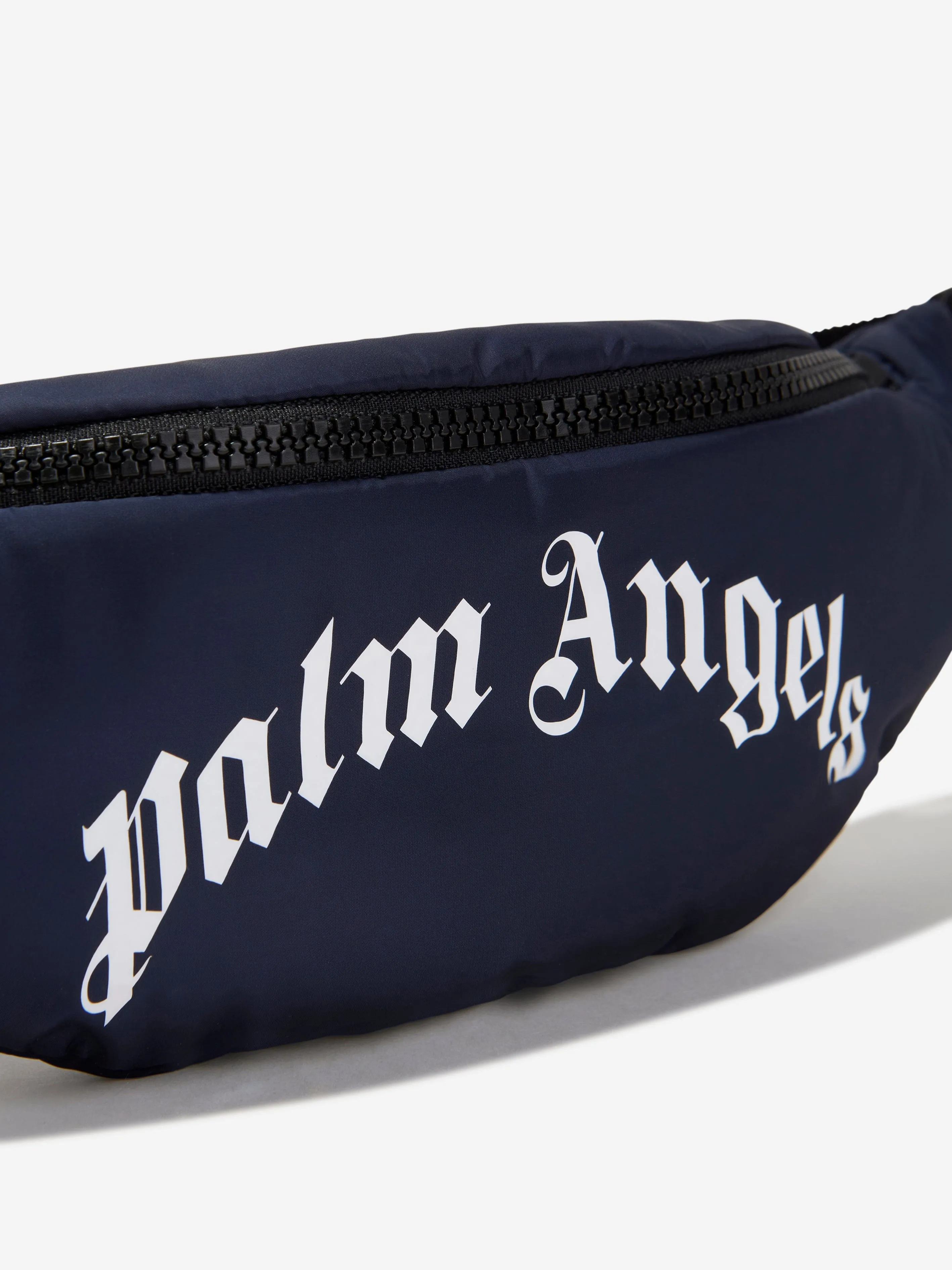 Palm Angels Kids Curved Logo Belt Bag in Navy