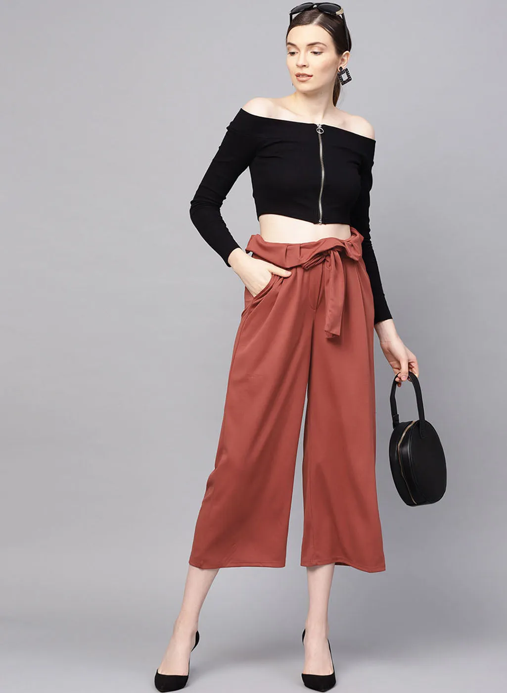 Paper Bag Culotte With Belt