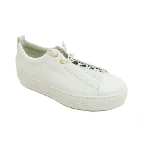 Paul Green 5017-00 | White/Gold Leather | Womens Slip On Trainers