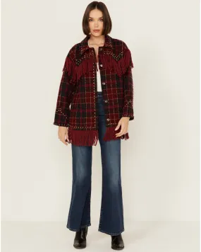 Product Name:  Vocal Women's Tweed Plaid Fringe Jacket