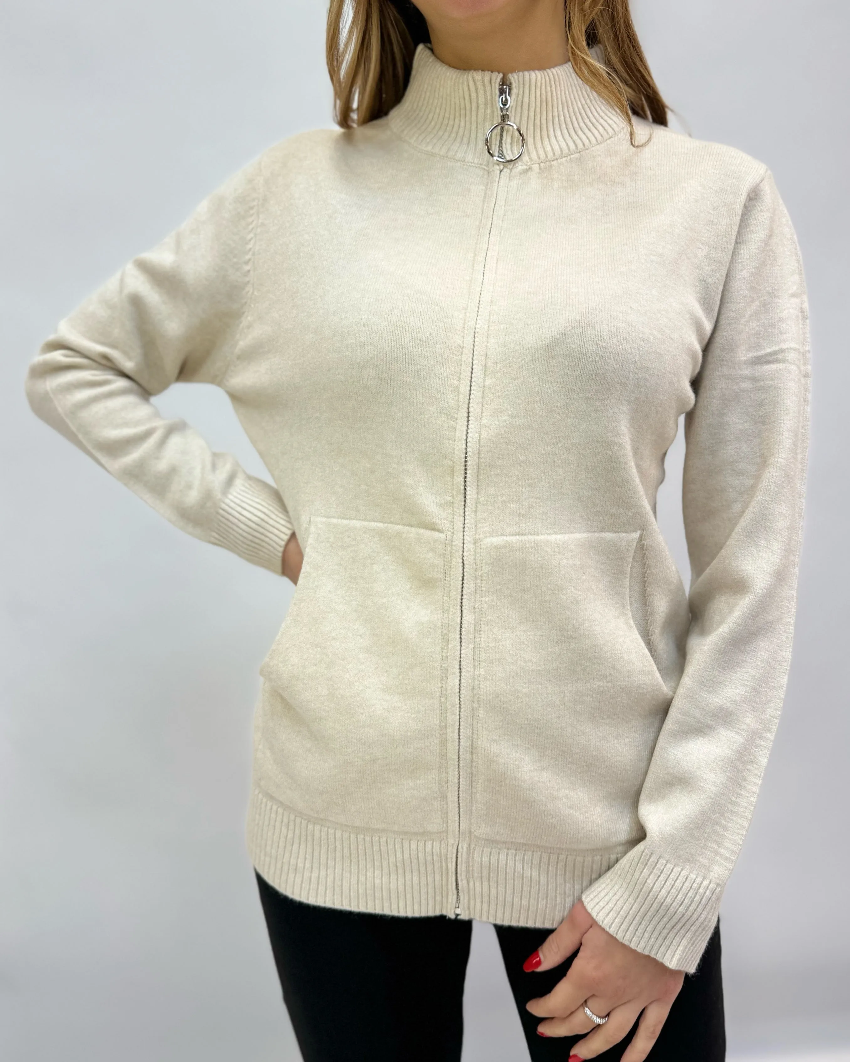 Pullover lupetto con zip