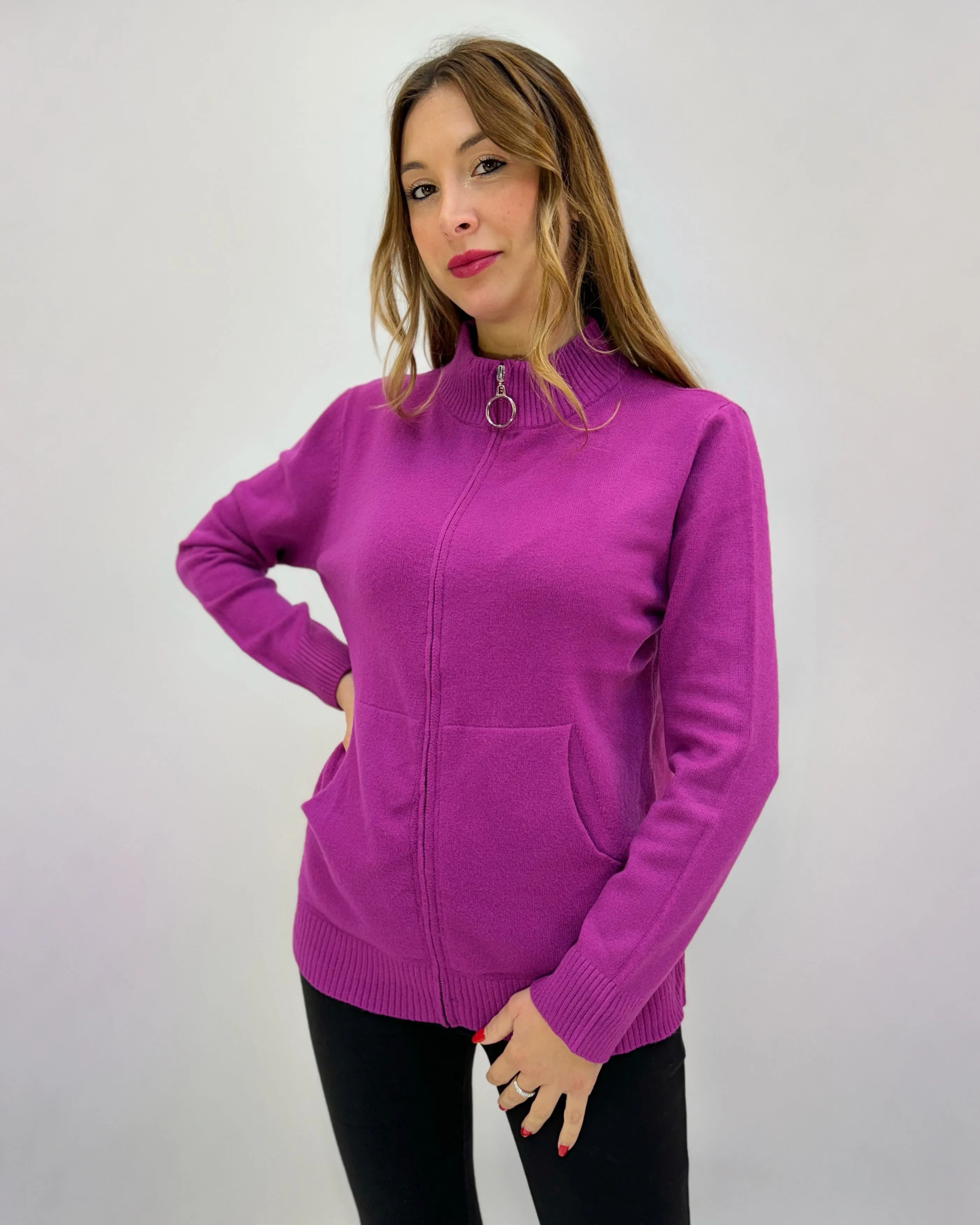 Pullover lupetto con zip