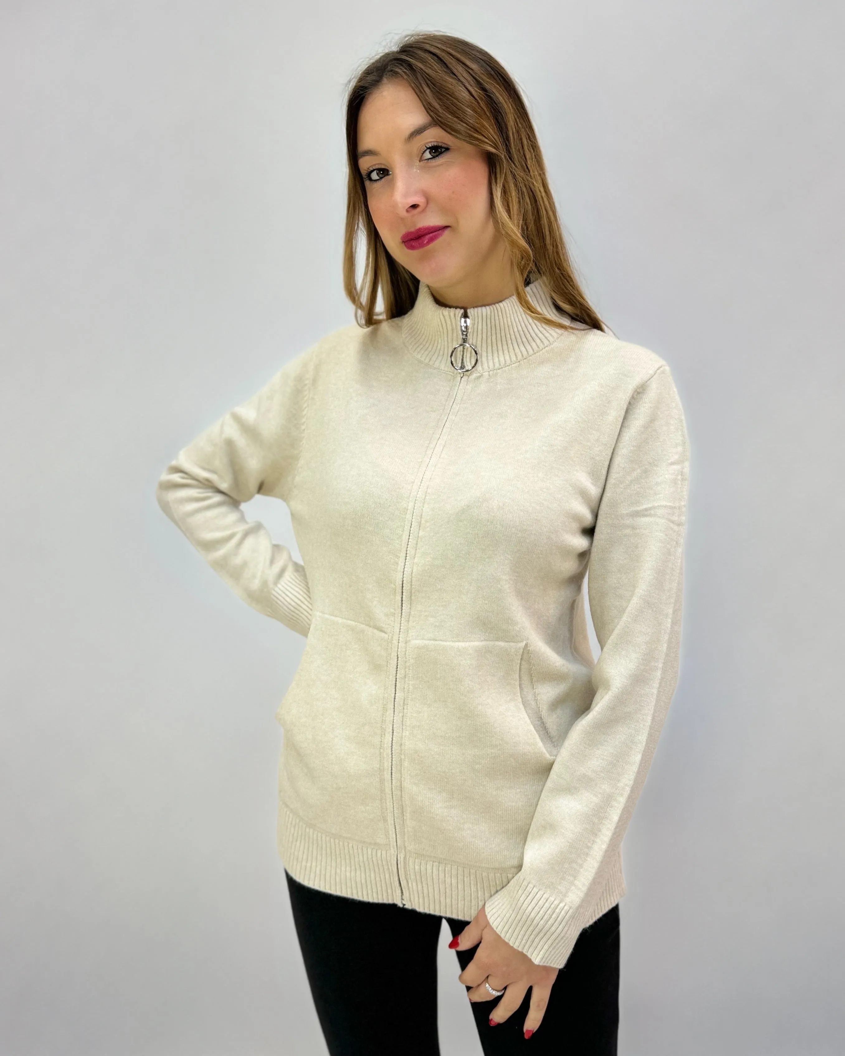 Pullover lupetto con zip