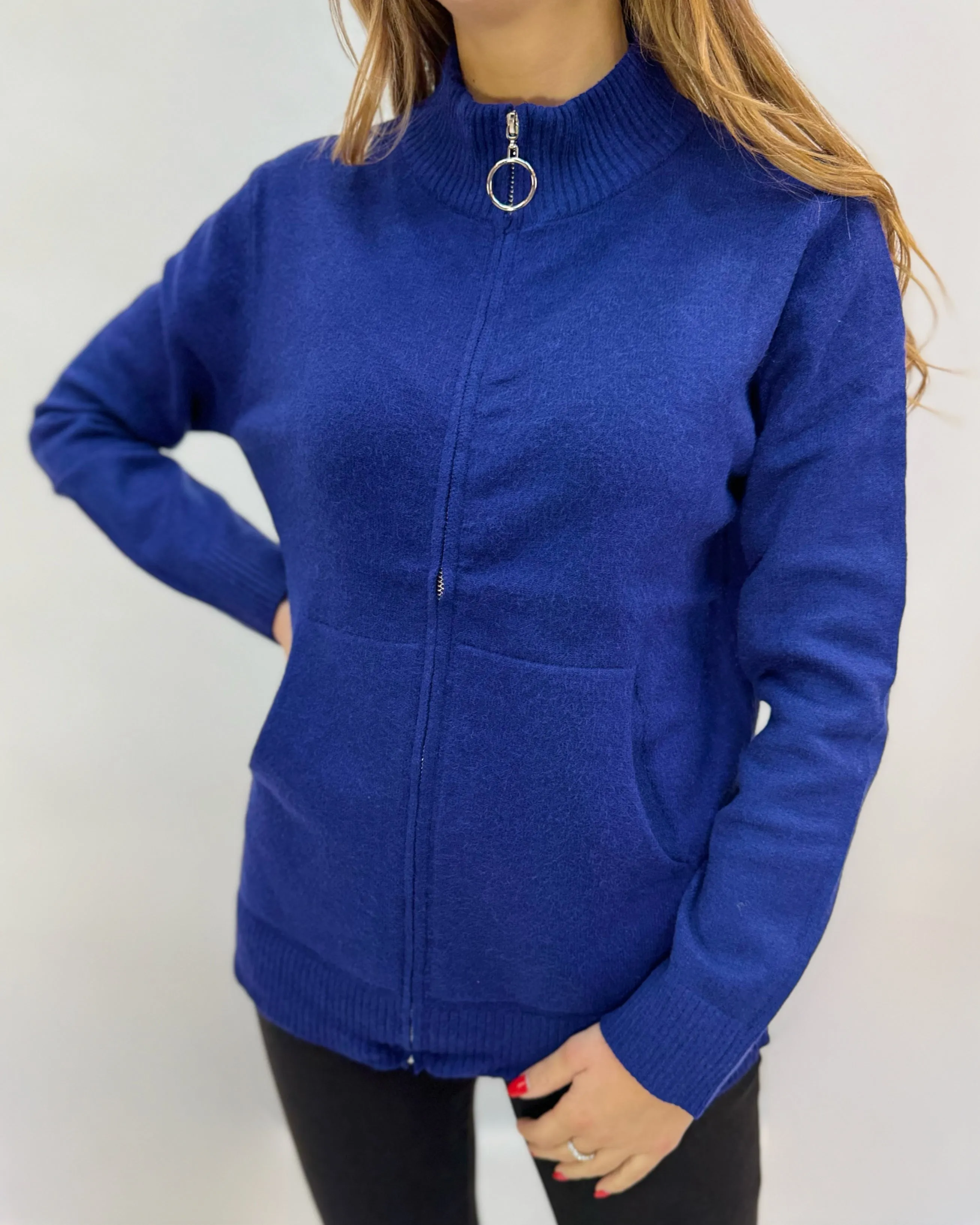 Pullover lupetto con zip