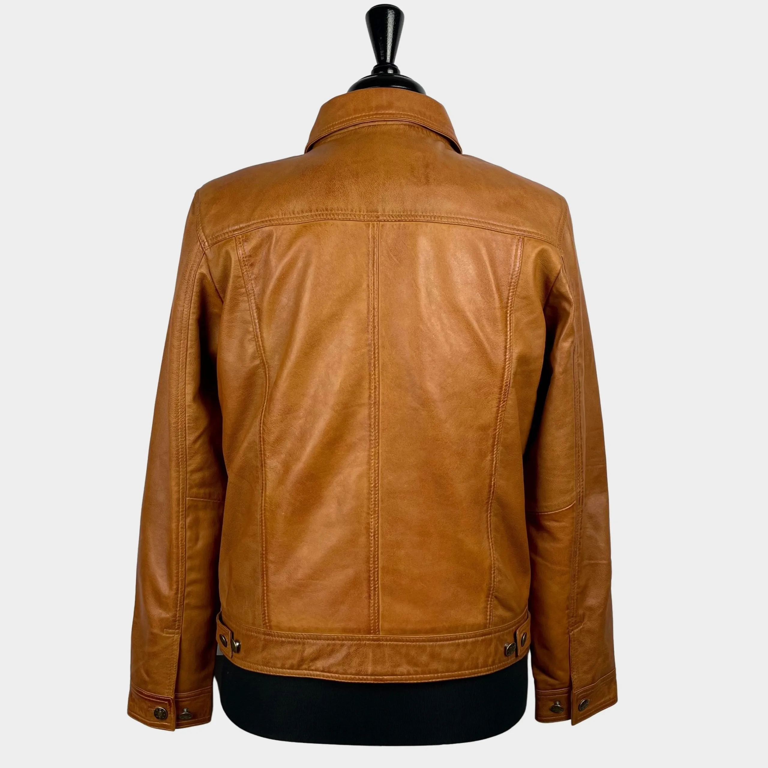 Real Hoxton Tan Leather Trucker Jacket