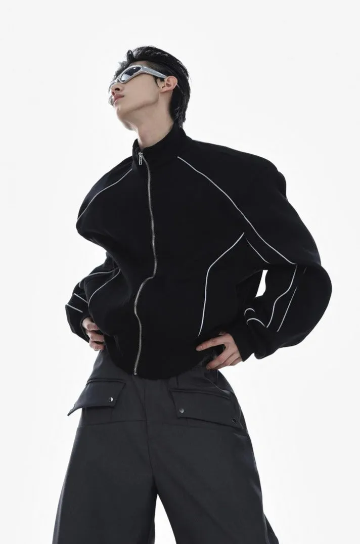 Reflective Strip Zipper Jacket