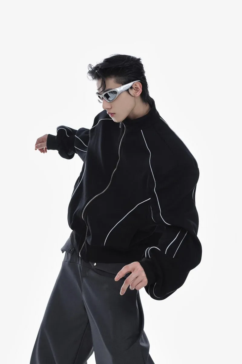 Reflective Strip Zipper Jacket