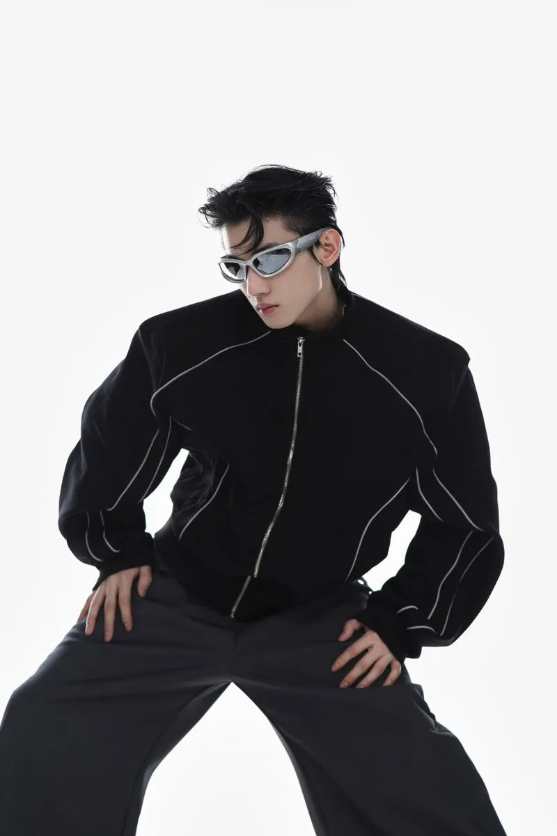 Reflective Strip Zipper Jacket