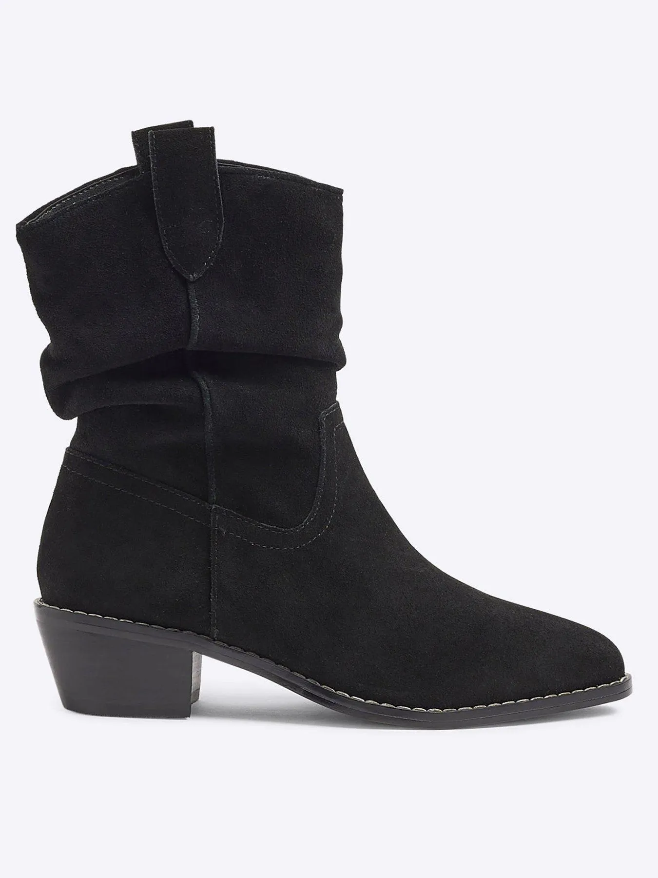 River Island Slouch Western Boot - Black