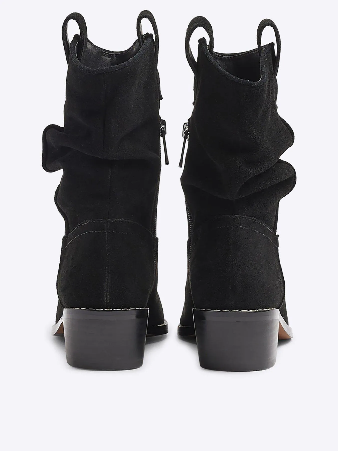 River Island Slouch Western Boot - Black