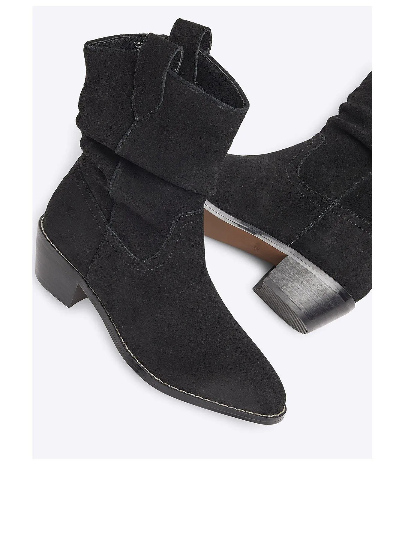 River Island Slouch Western Boot - Black