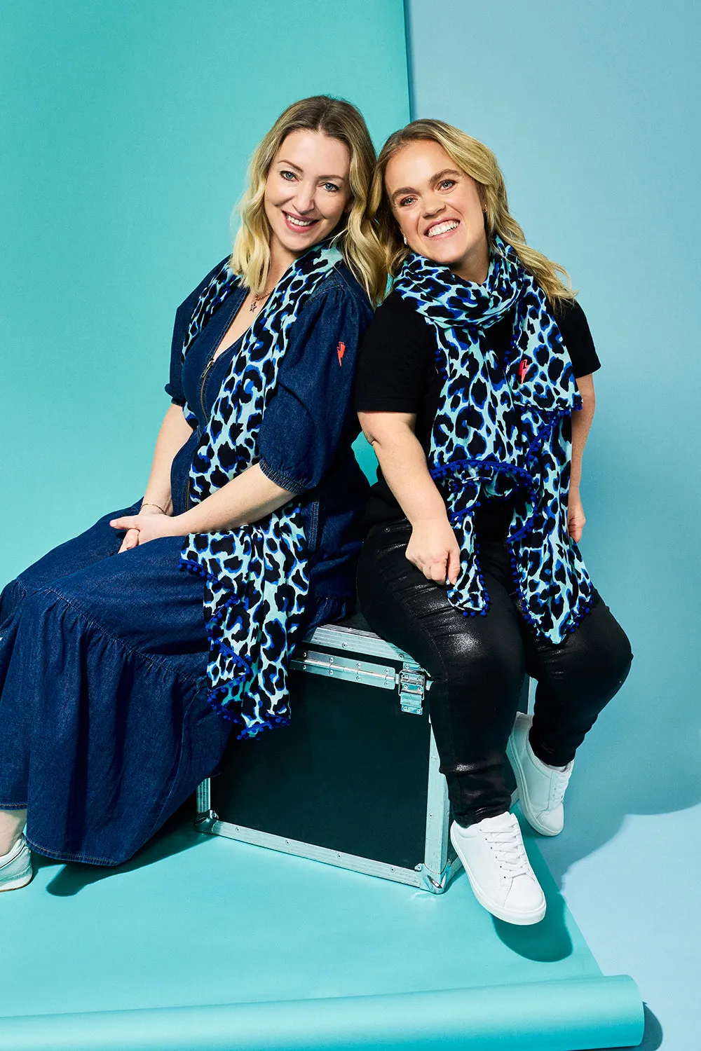 Scamp & Dude x Ellie Simmonds Turquoise with Black and Blue Shadow Leopard Charity Super Scarf