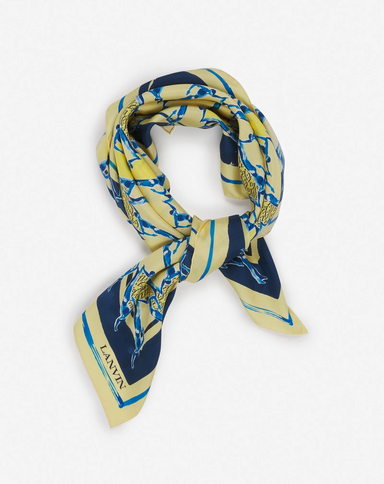 SILK SCARF WITH A SPORTS PRINT