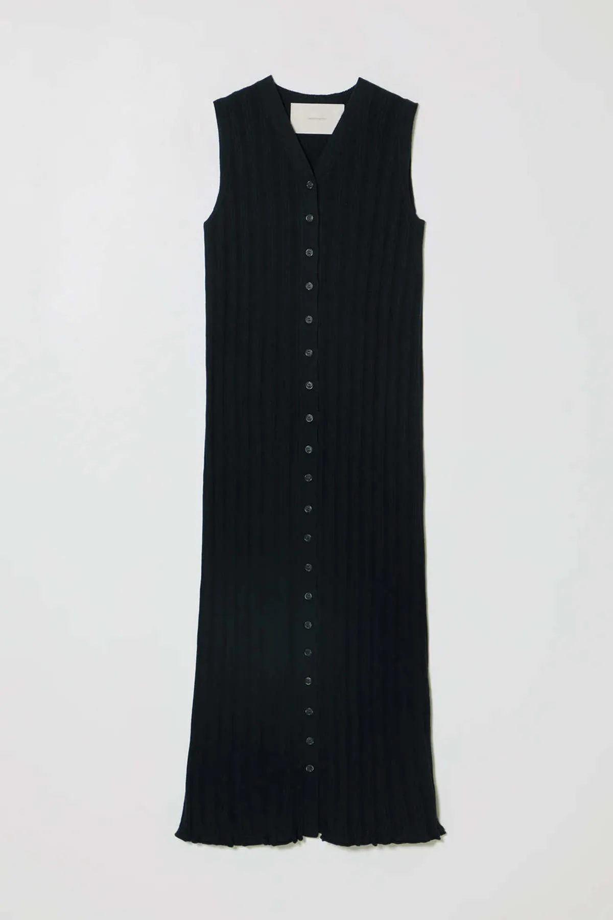 Slim Long Vest Dress - Black