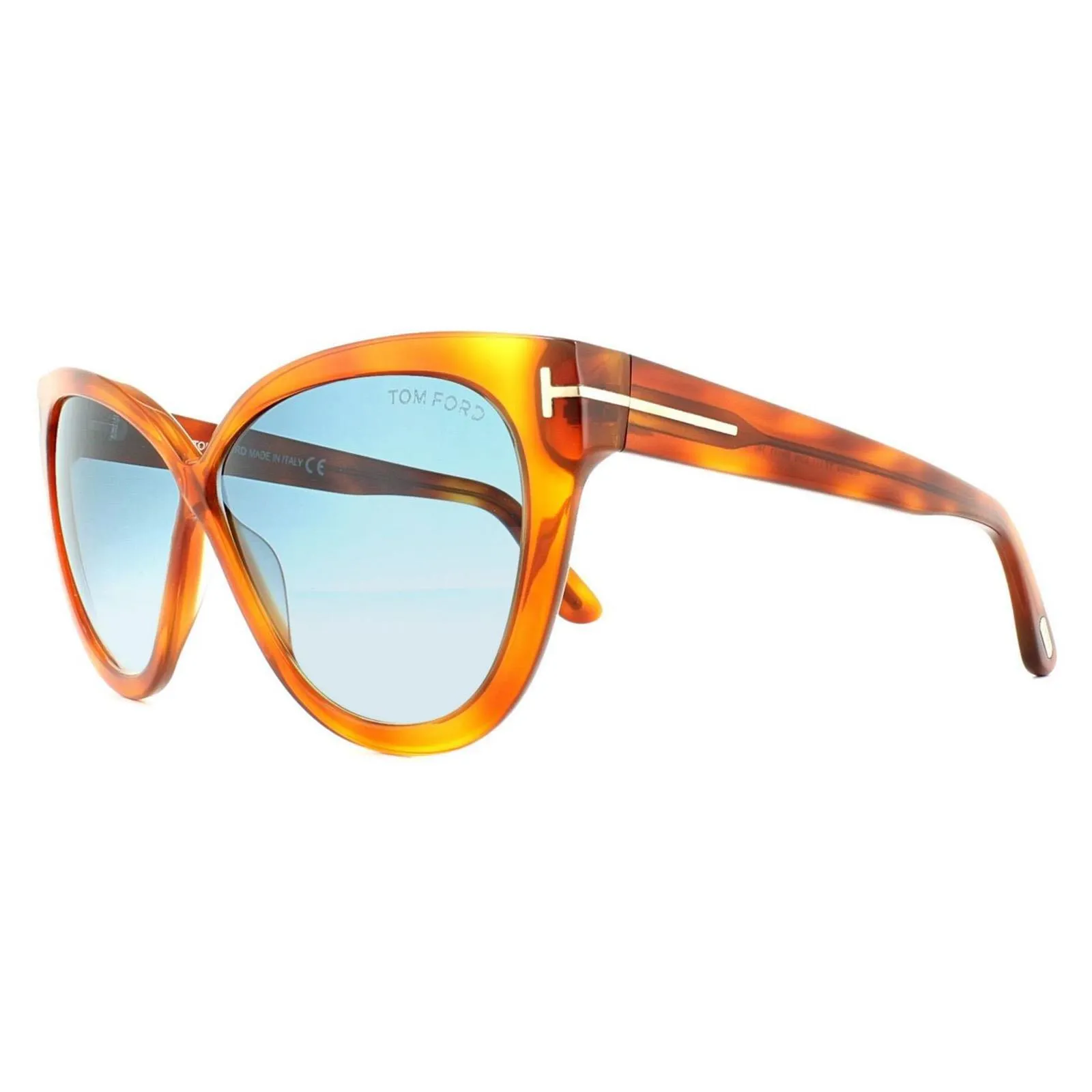 Sunglasses | Cat Eye Blonde Havana Blue Gradient Sunglasses | Tom Ford