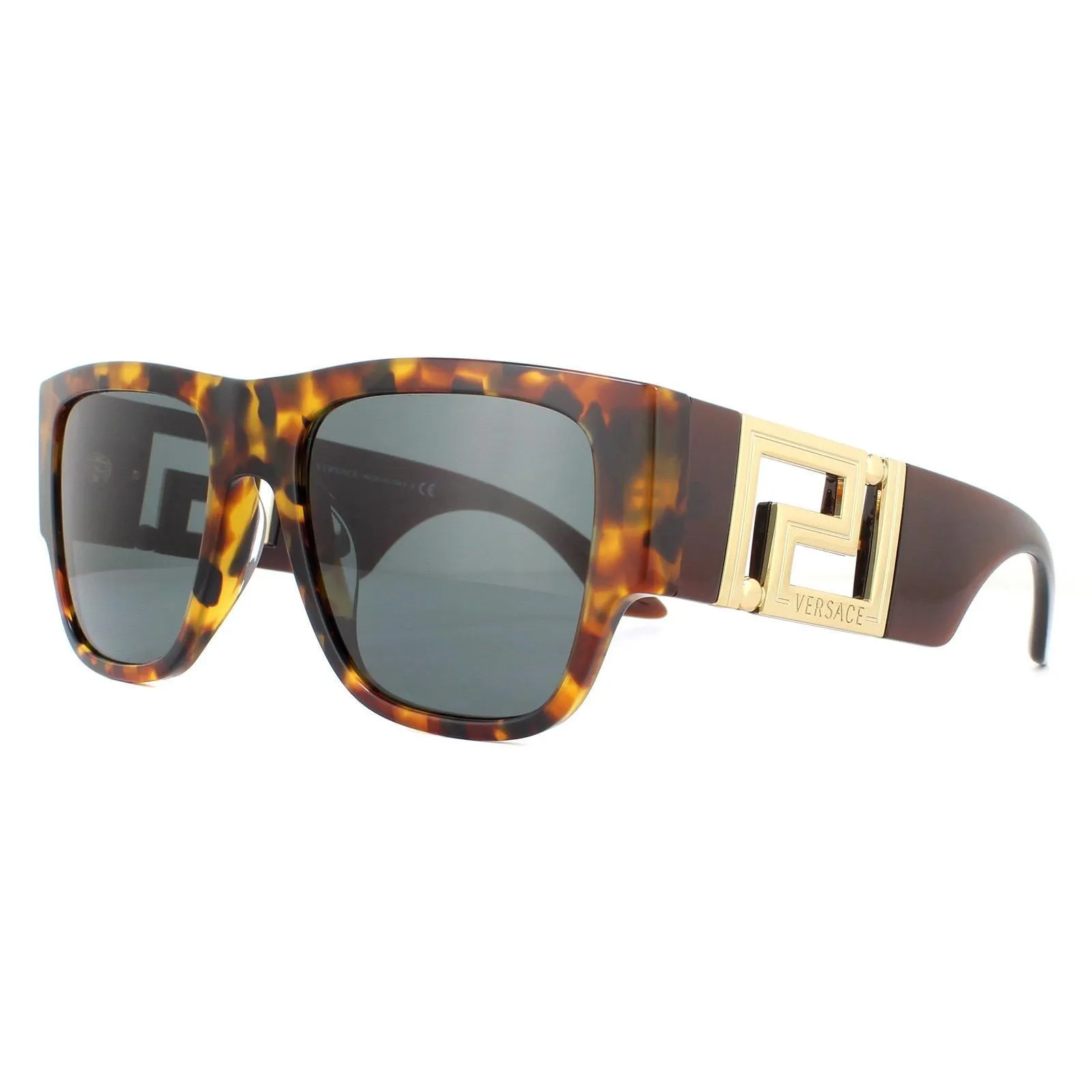 Sunglasses | Rectangle Havana Dark Grey Sunglasses | Versace