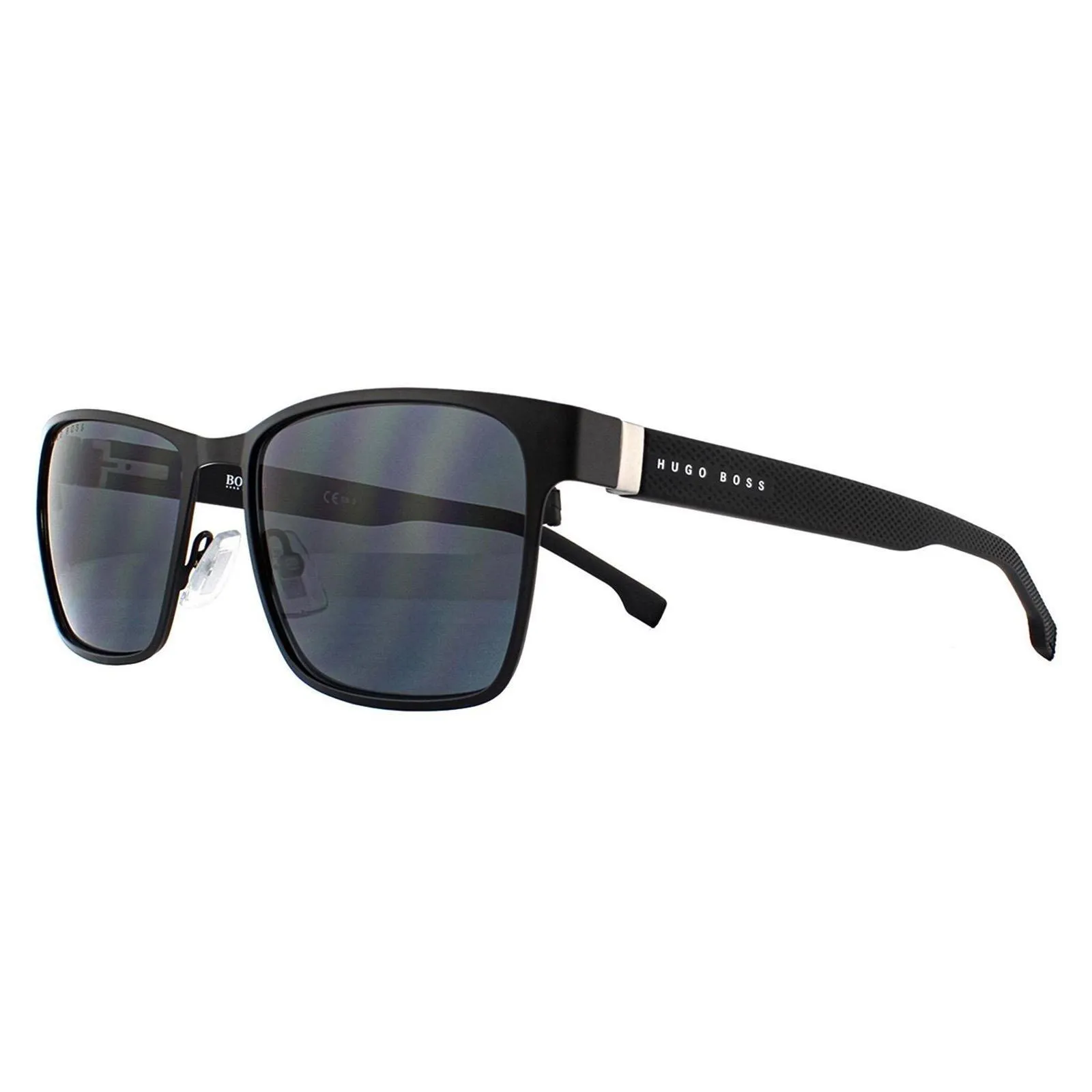 Sunglasses | Rectangle Matt Black Grey Sunglasses | Hugo Boss