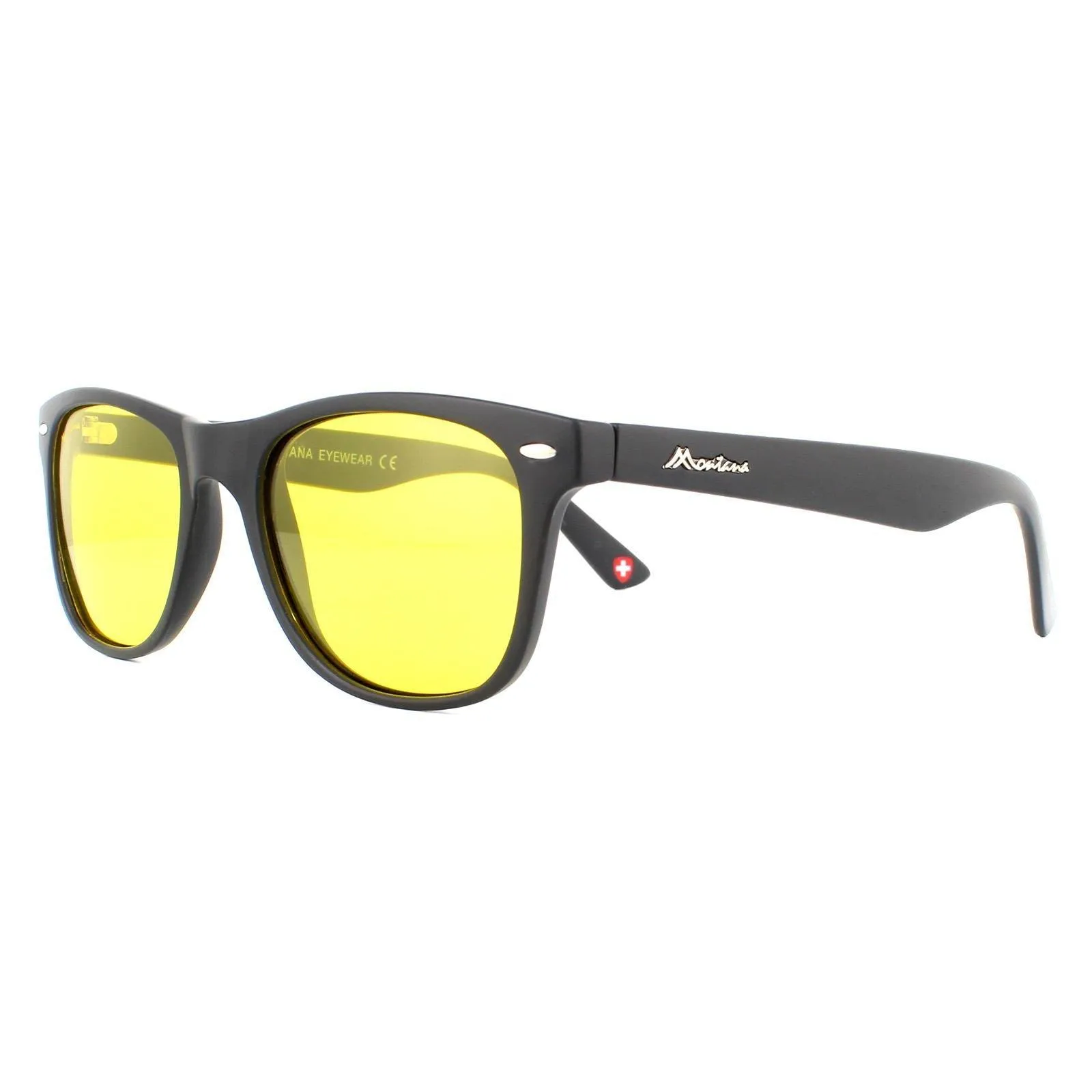 Sunglasses | Rectangle Matte Black Rubbertouch Yellow High Contrast Polarized Sunglasses | montana