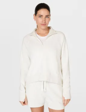 Sweaty Betty Revive Rib Half Zip Pullover - Lily White