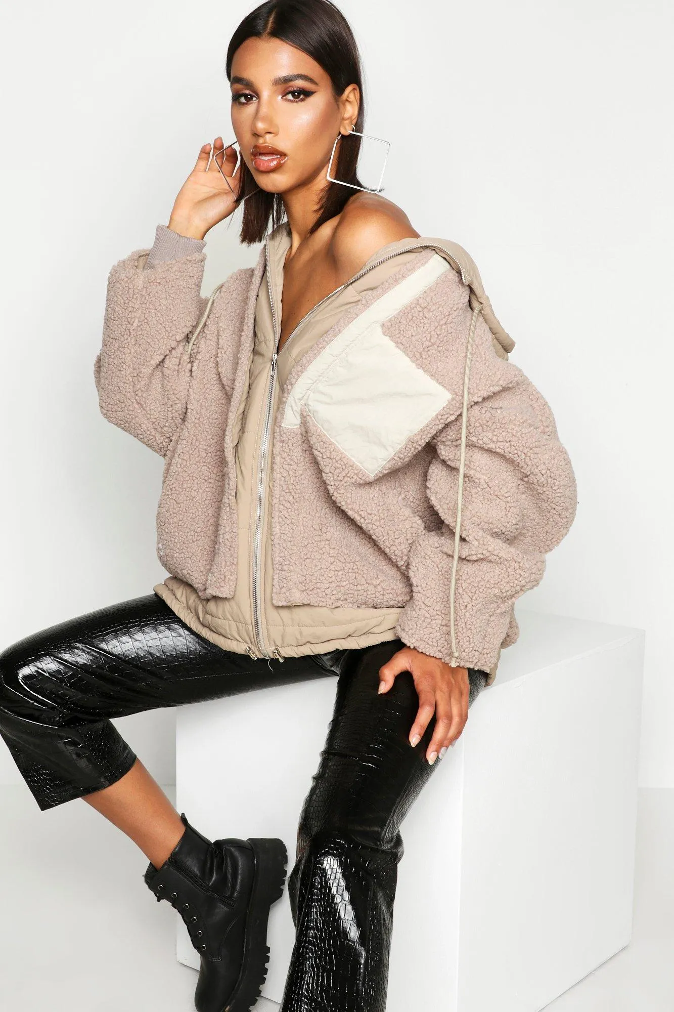 Teddy Faux Fur Double Layer Jacket