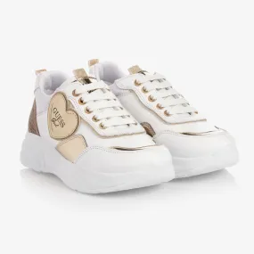 Teen White & Gold Trainers