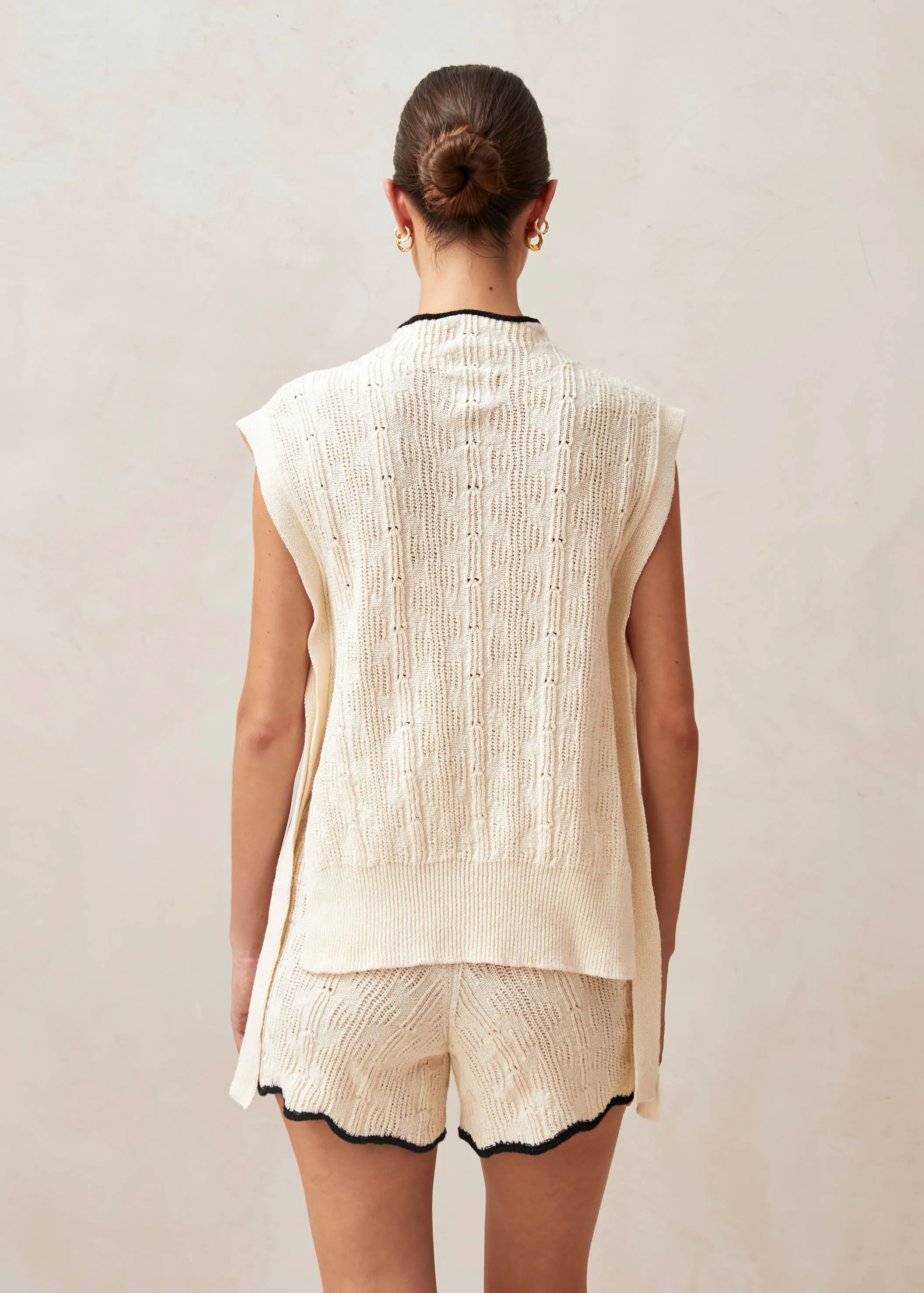 Tina Ecru Tricot Vest  