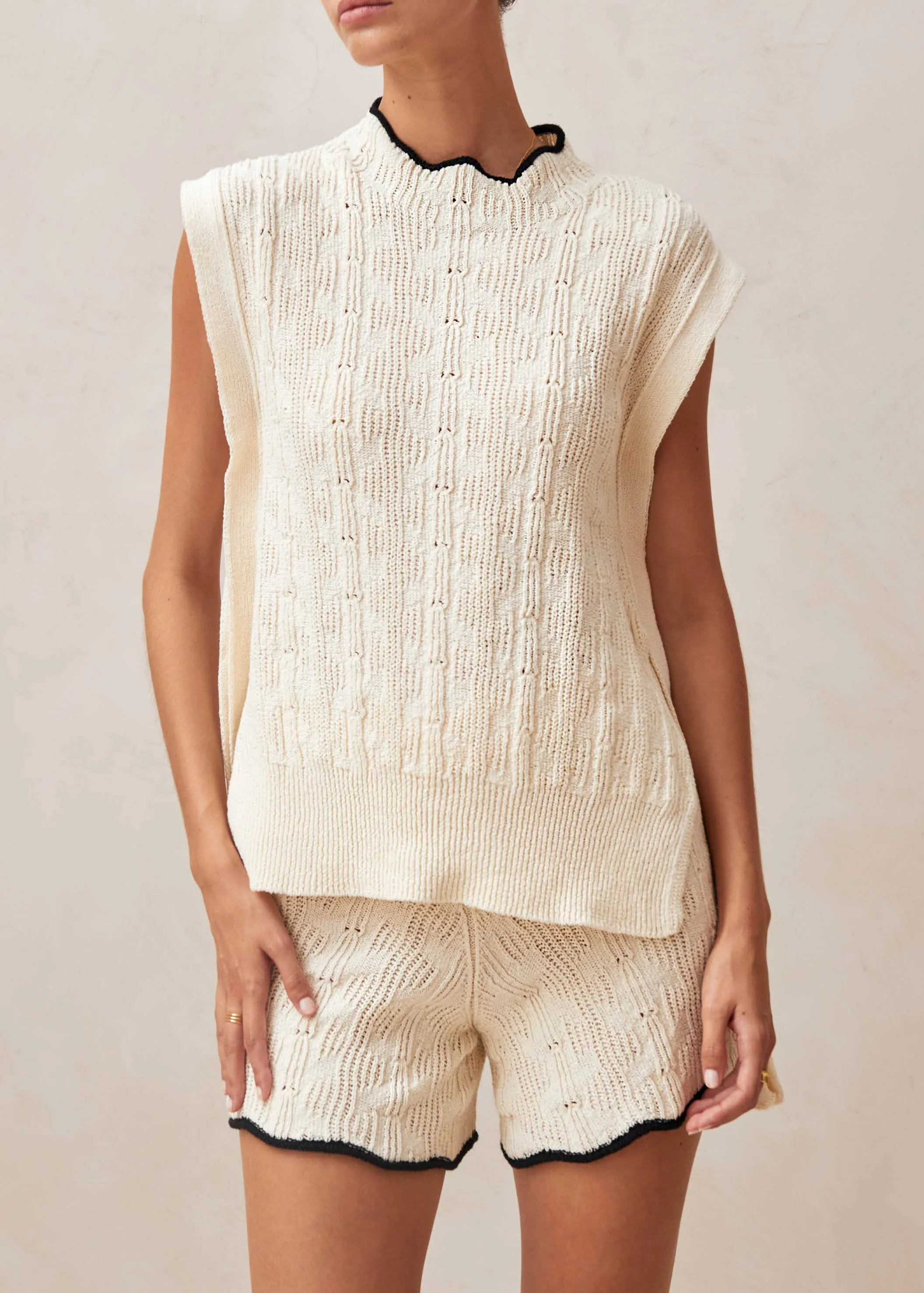 Tina Ecru Tricot Vest  