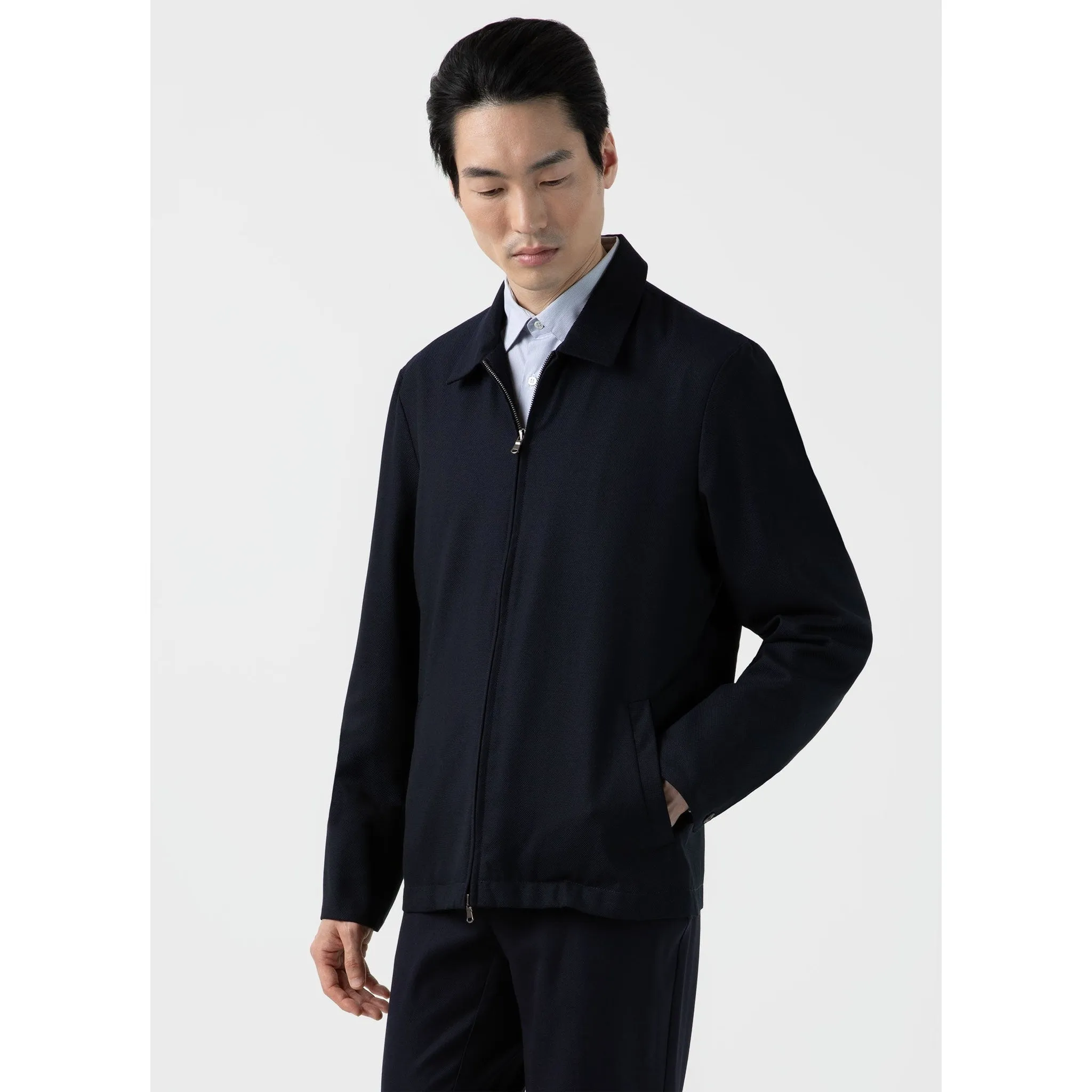 Travel Wool Harrington Jacket | Men | Navy