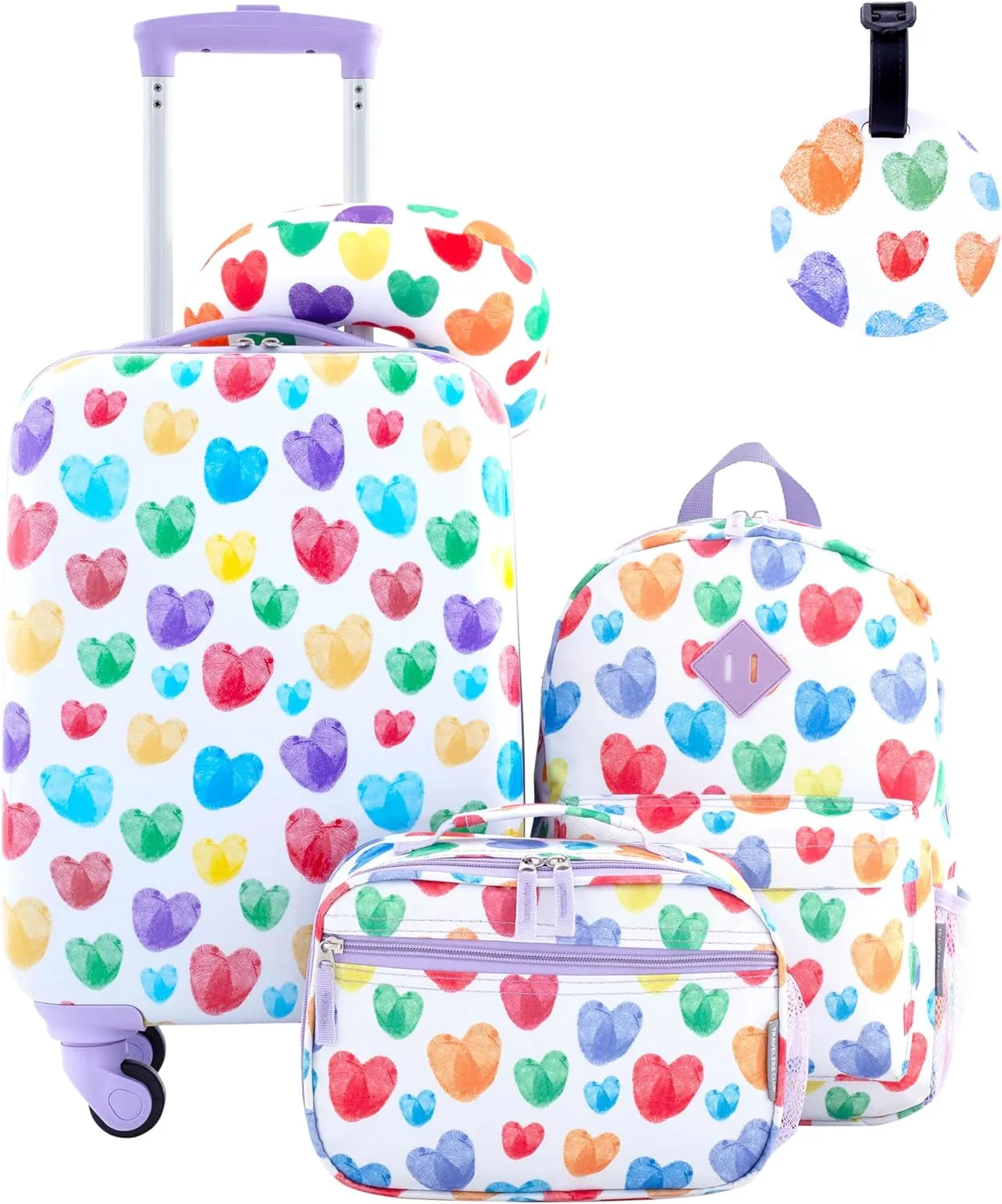 Travelers Club Kids 5 Piece Travel Luggage Set  - Thumbprint heart