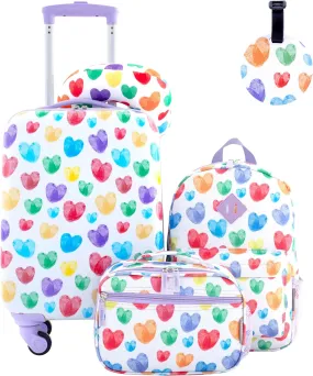 Travelers Club Kids 5 Piece Travel Luggage Set  - Thumbprint heart